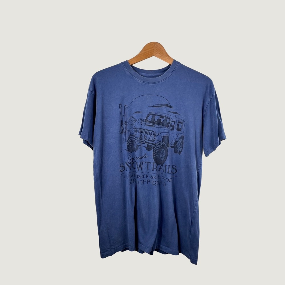 Hollister T-Shirt Mens Small Blue Colorado Snow Trails Off-Road Graphic Tee